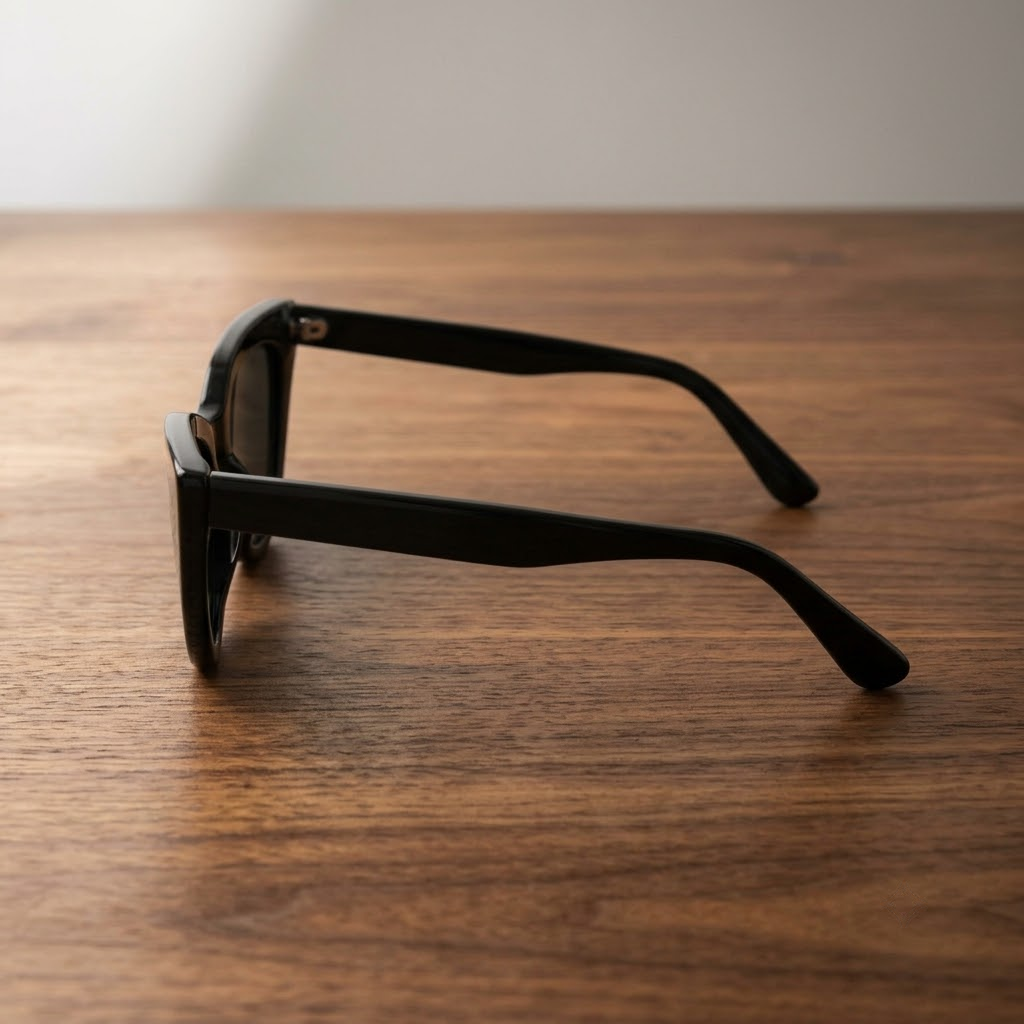 Black Cat-Eye Sunglasses With Dark Lenses