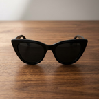 Black Cat-Eye Sunglasses With Dark Lenses