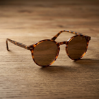 Round Tortoiseshell Sunglasses With Metal Rim