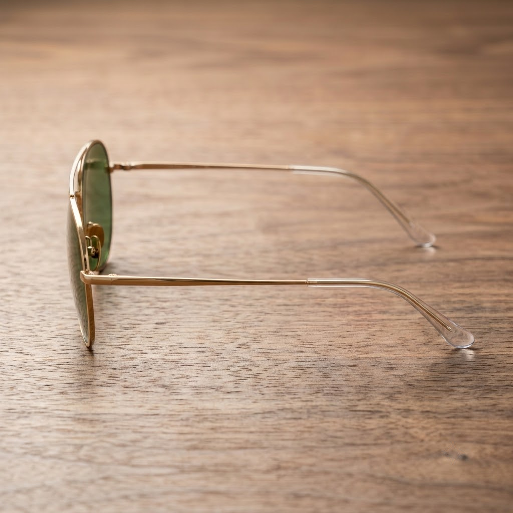 Classic Gold Aviator Sunglasses With Green Tinted Lenses