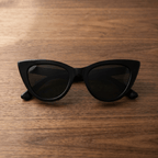 Black Cat-Eye Sunglasses With Dark Lenses - Celestia Gold Coast