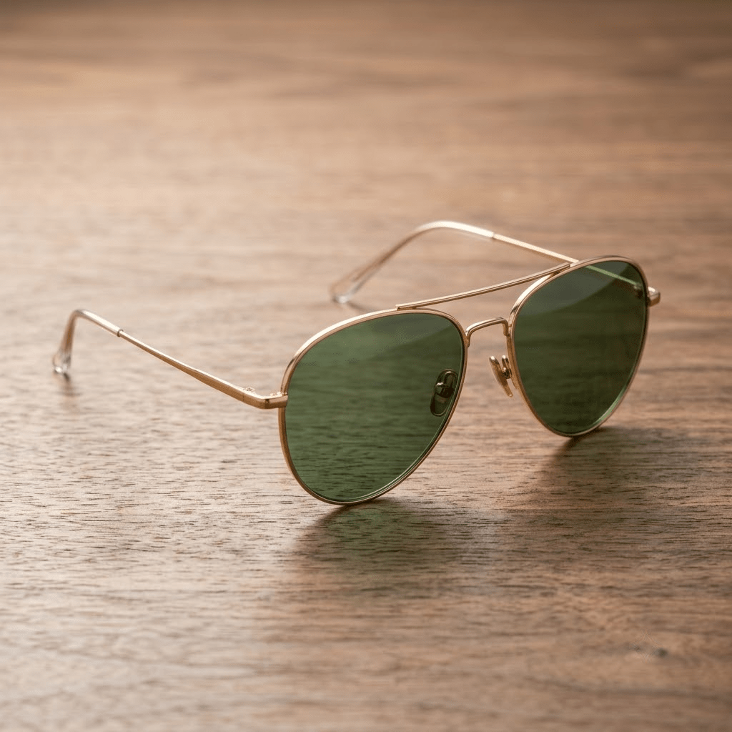 Classic Gold Aviator Sunglasses With Green Tinted Lenses - Celestia Gold Coast