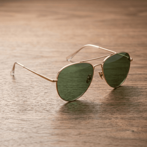 Classic Gold Aviator Sunglasses With Green Tinted Lenses - Celestia Gold Coast