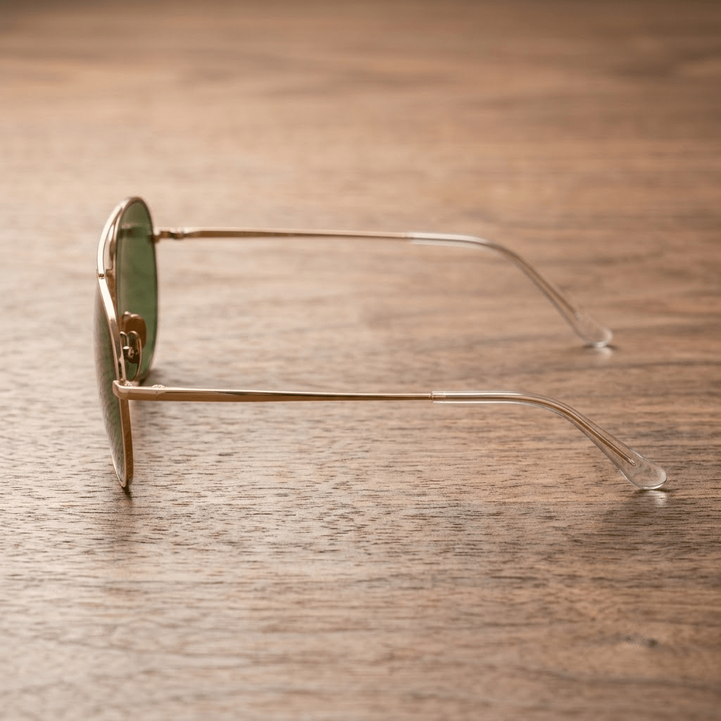 Classic Gold Aviator Sunglasses With Green Tinted Lenses - Celestia Gold Coast