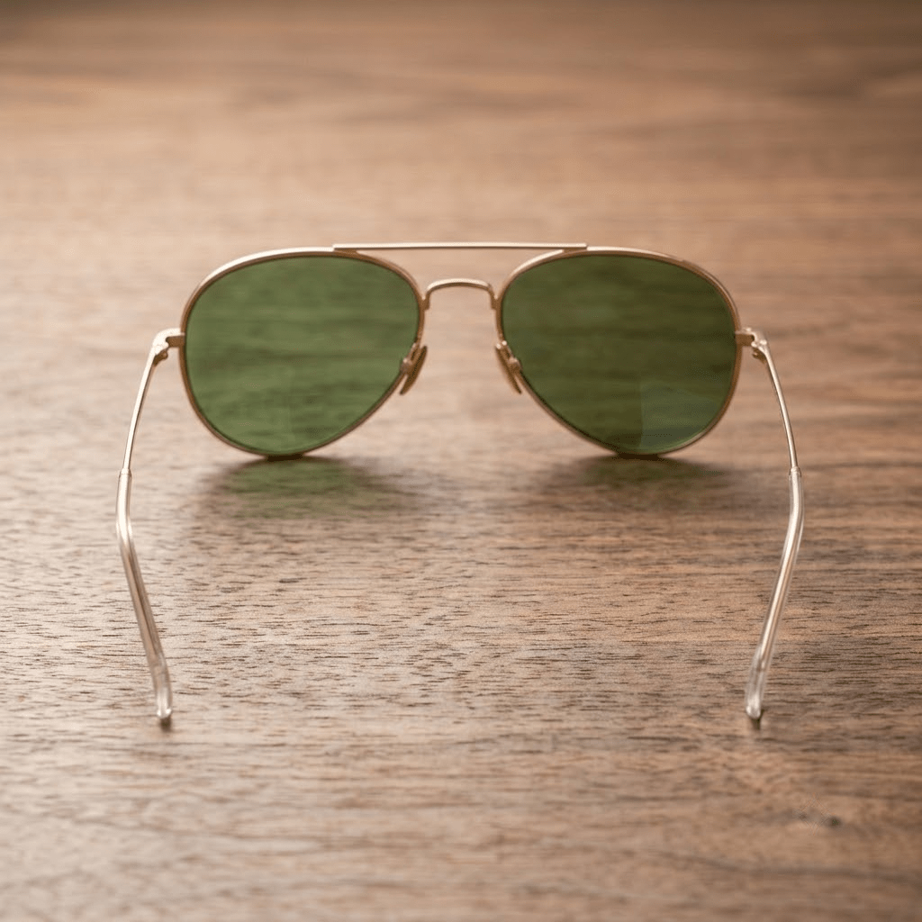 Classic Gold Aviator Sunglasses With Green Tinted Lenses - Celestia Gold Coast