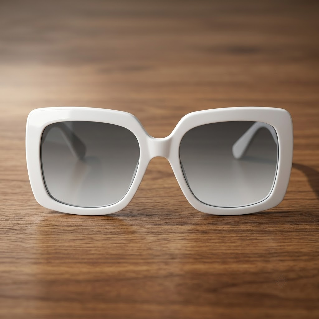 Oversized White Sunglasses With Gradient Grey Lenses