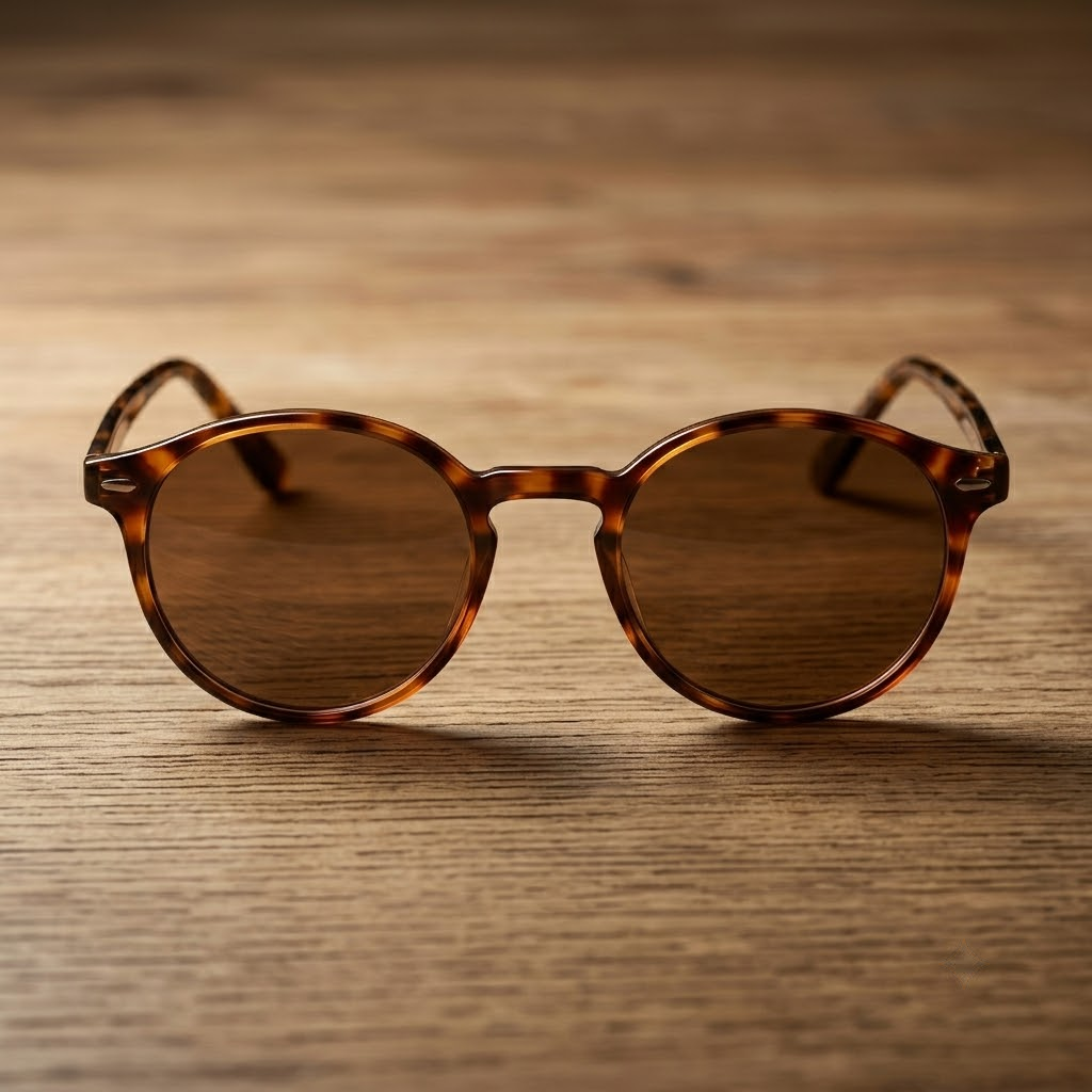 Round Tortoiseshell Sunglasses With Metal Rim