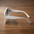 Oversized White Sunglasses With Gradient Grey Lenses - Celestia Gold Coast