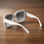 Oversized White Sunglasses With Gradient Grey Lenses - Celestia Gold Coast