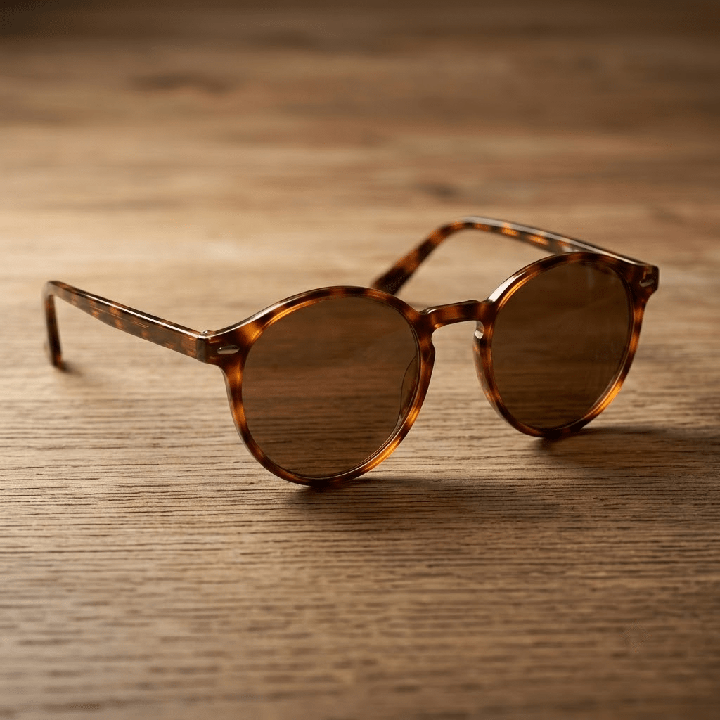Round Tortoiseshell Sunglasses With Metal Rim - Celestia Gold Coast