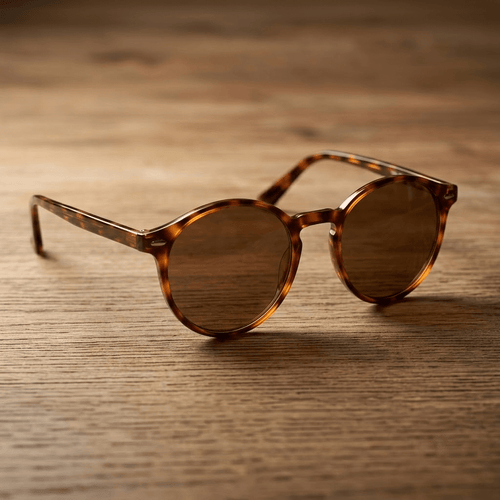 Round Tortoiseshell Sunglasses With Metal Rim - Celestia Gold Coast