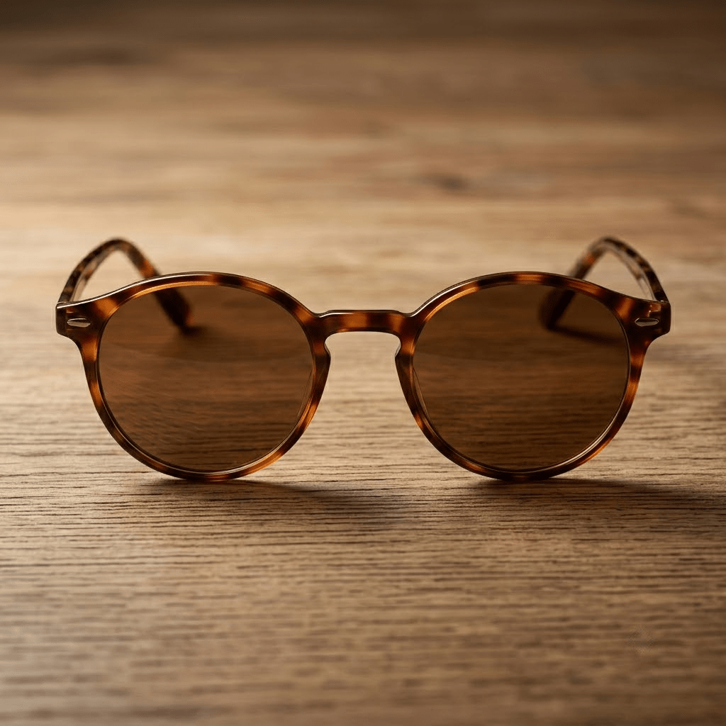 Round Tortoiseshell Sunglasses With Metal Rim - Celestia Gold Coast